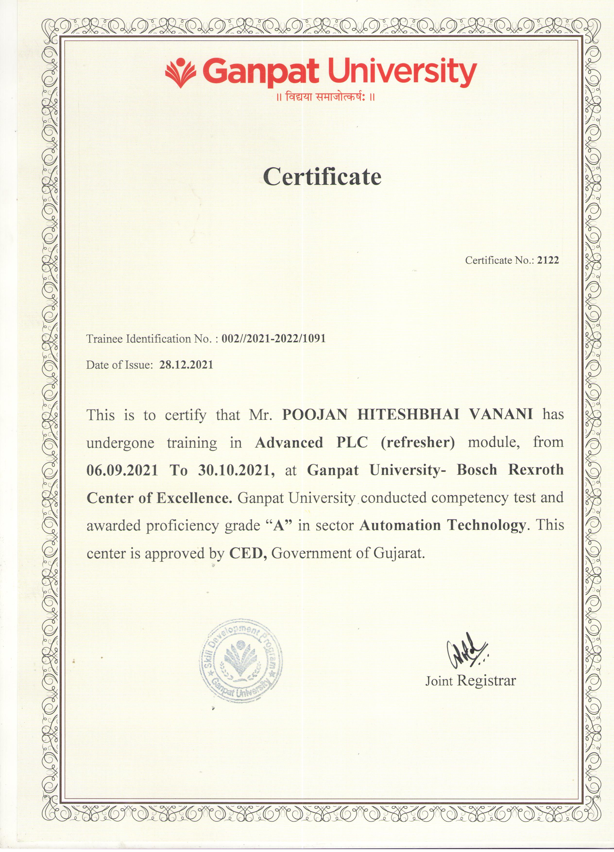 PLC programming certificate